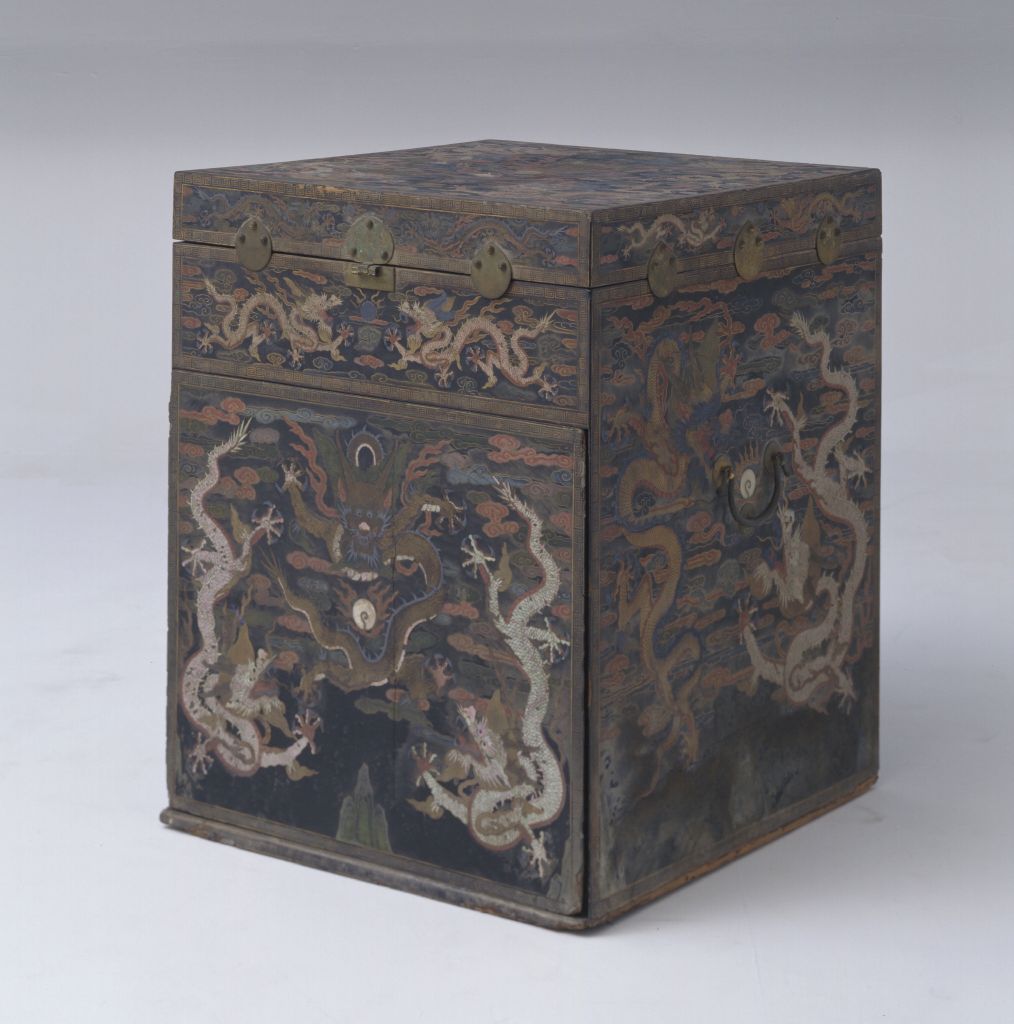 图片[1]-Wanli black paint color painting box inlaid with mother-of-pearl dragon pattern-China Archive